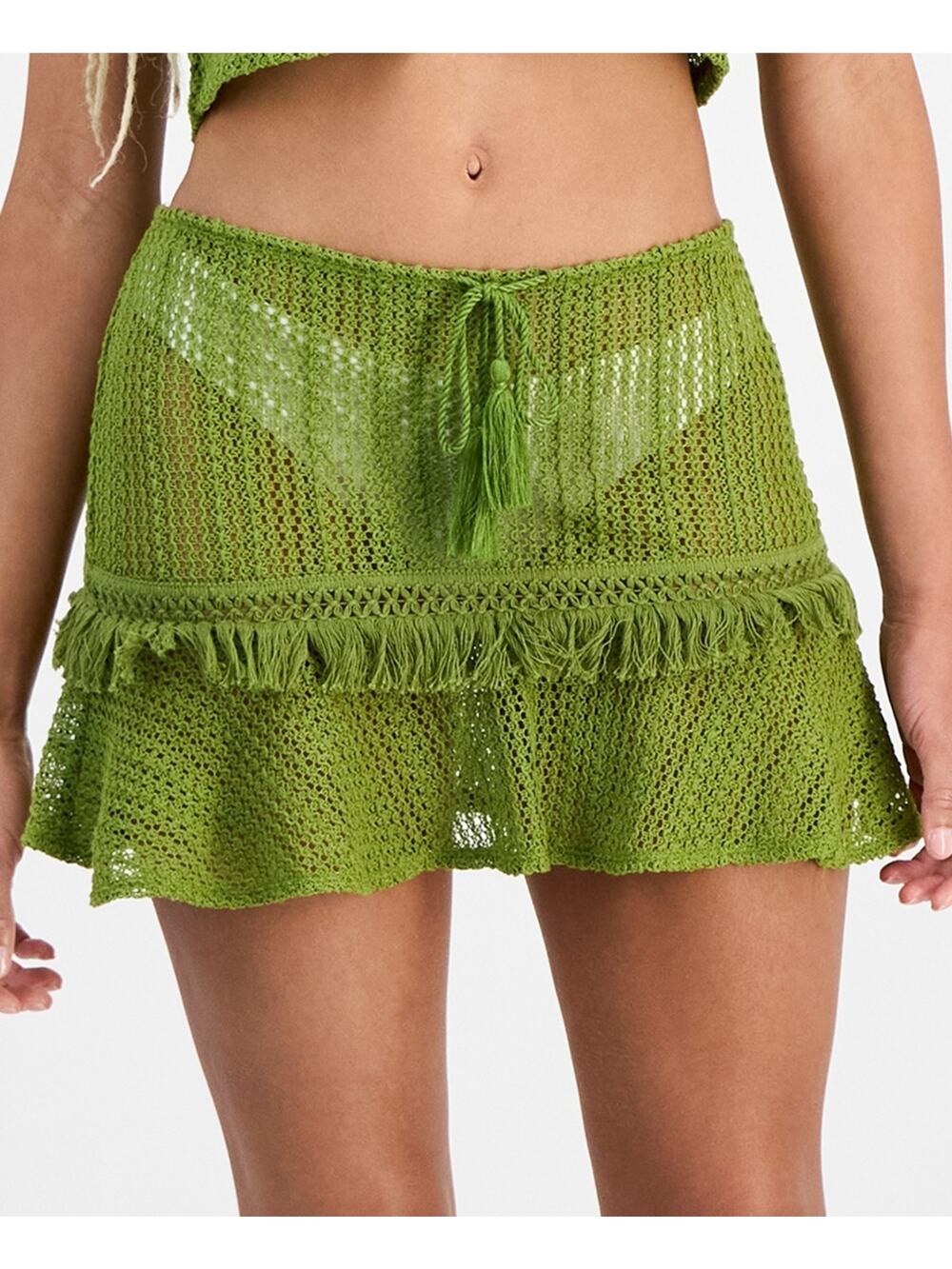 Miken Juniors' Crochet Cover-Up Skirt Green Size XL 2724